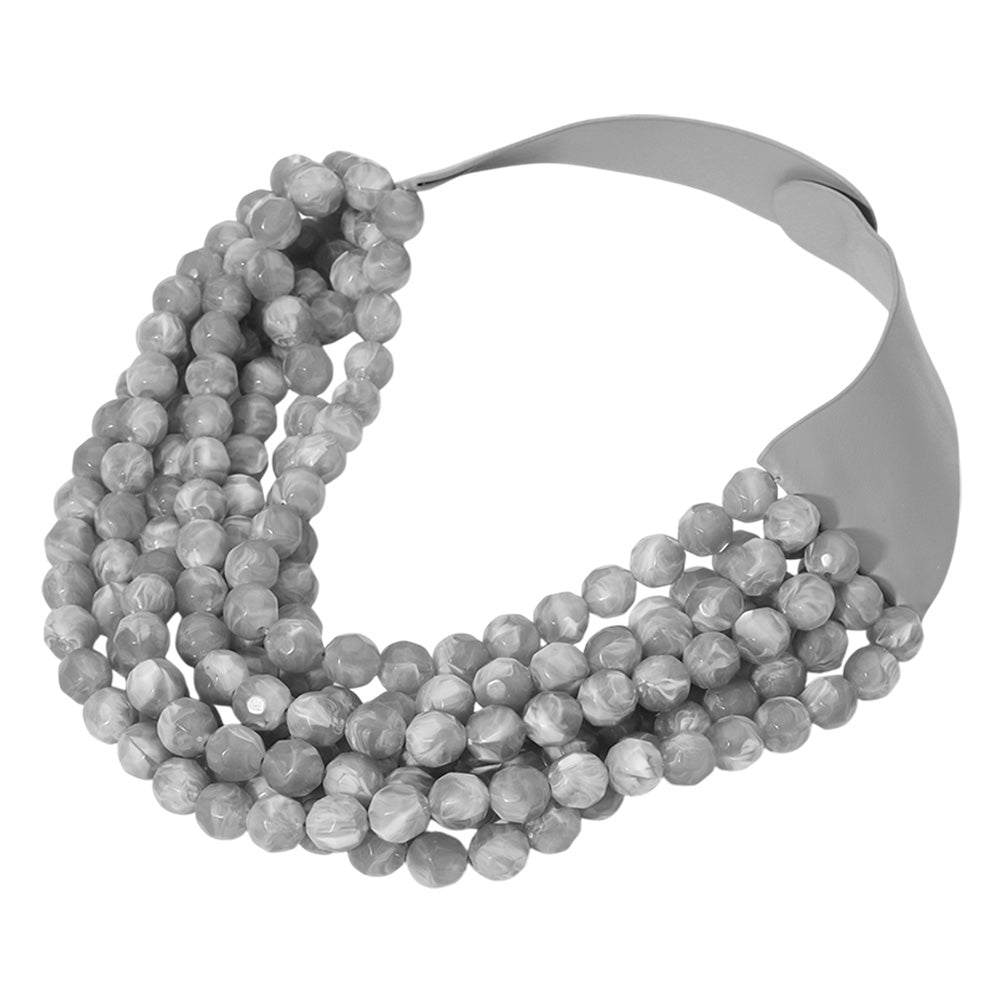 Chunky Multi-Strand Beaded Necklace with Magnetic Clasp